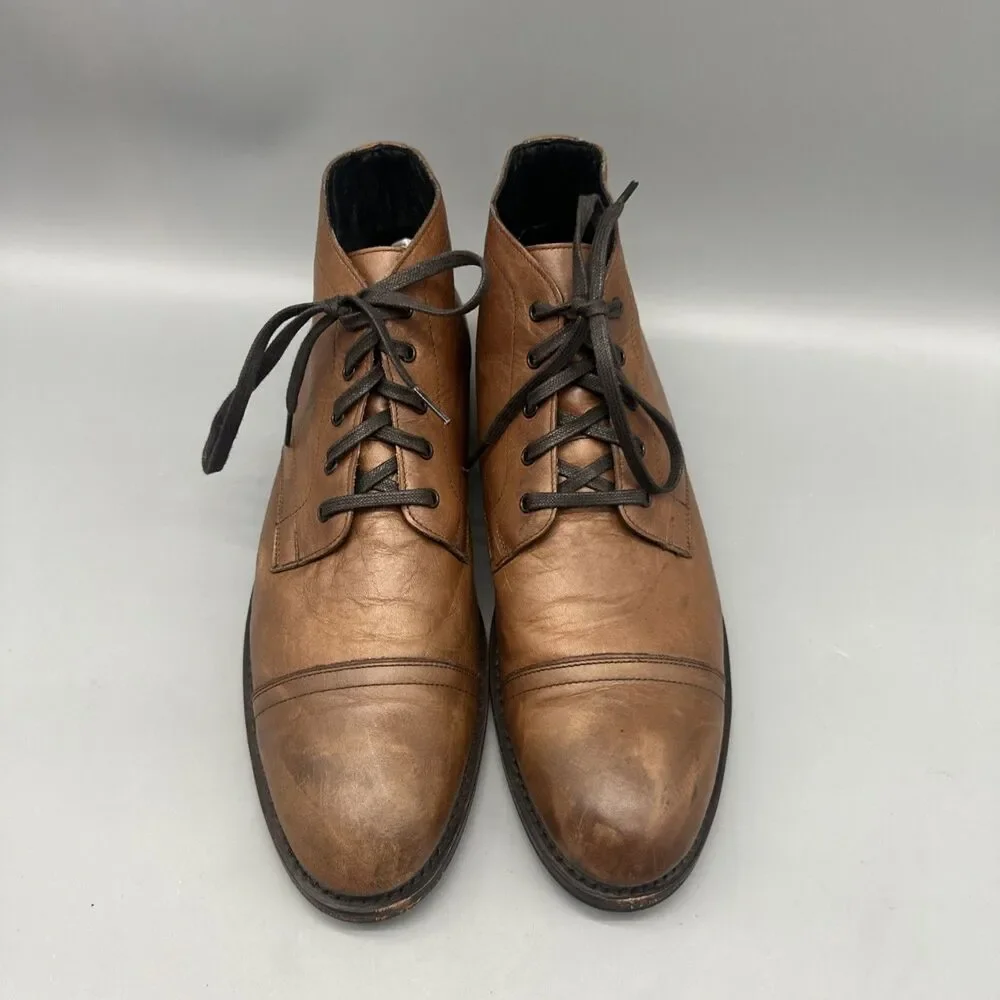 Thursday Boot Co Cadet Boots Size 12.5 M Walnut Tan Leather Cap Toe Lace Up Mens